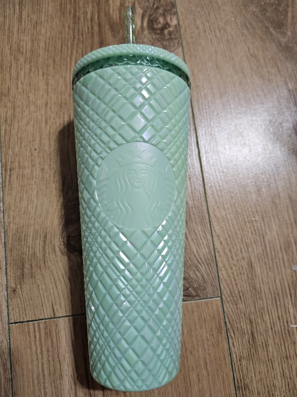 Starbucks Light Green Jeweled Cold Cup Tumbler